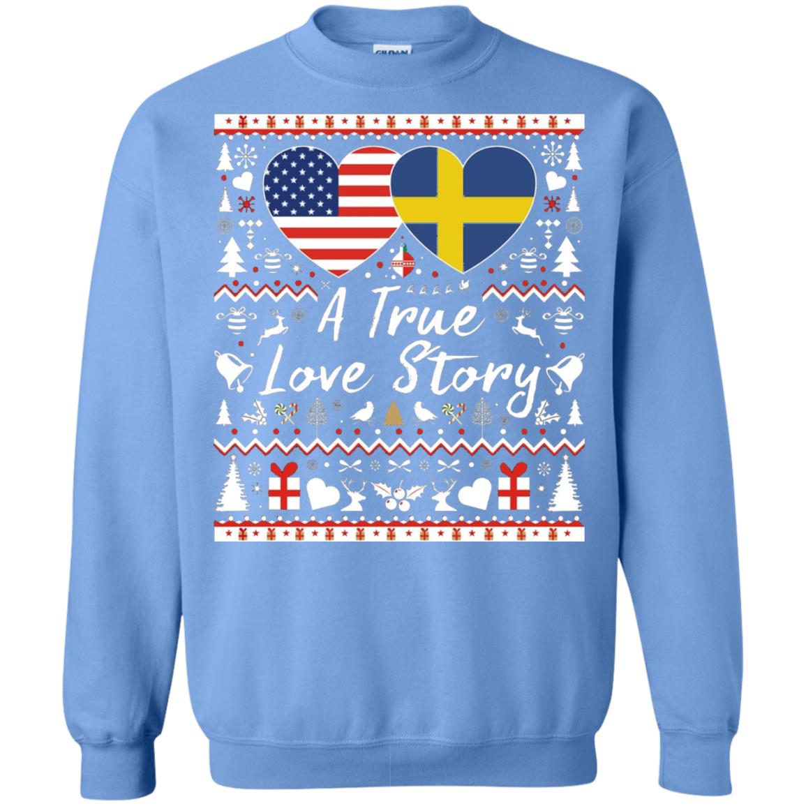 Christmas T-shirt American Swedish A True Love Story Carolina Blue