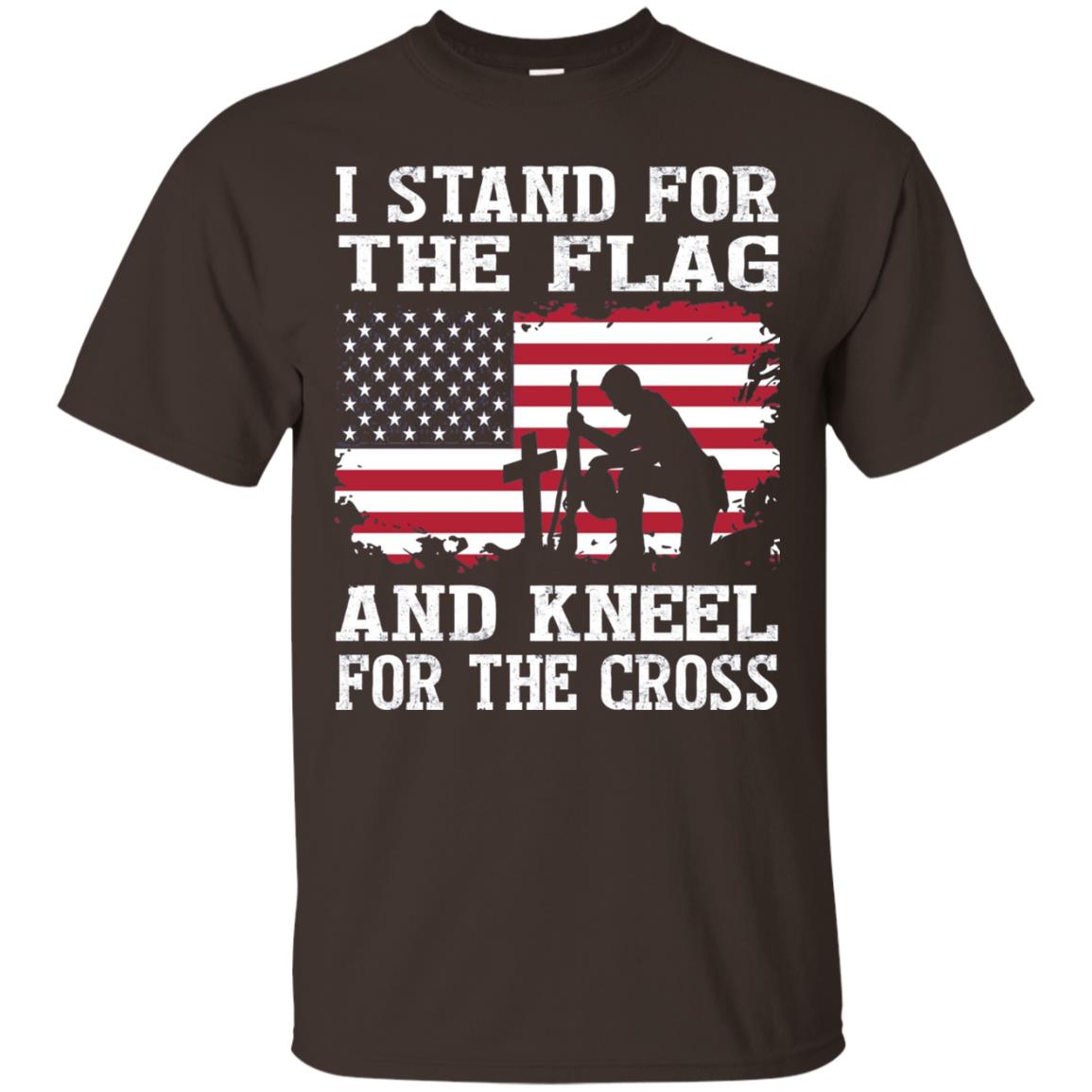 I Stand For The Flag And Kneel For The Cross Military T-shirt Dark Chocolate