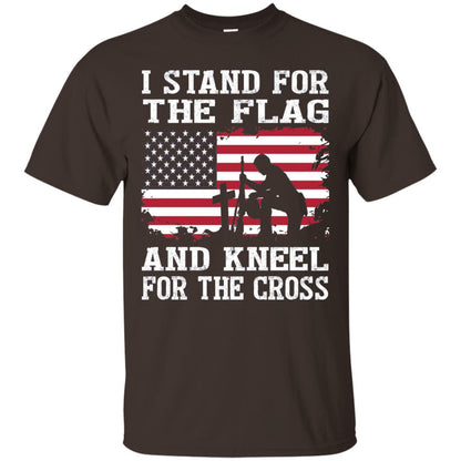 I Stand For The Flag And Kneel For The Cross Military T-shirt Dark Chocolate