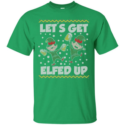 Christmas T-shirt Let's Get Elfed Up Irish Green