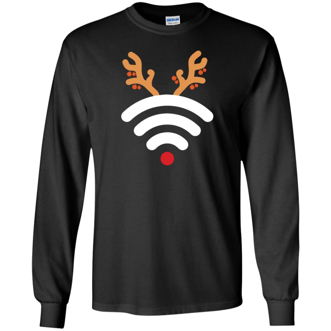 Wifi Signal Symbol Icon Reindeer X-mas Gift Shirt Black