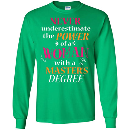 Funny Masters Degree T-shirt Never Underestimate The Power Irish Green