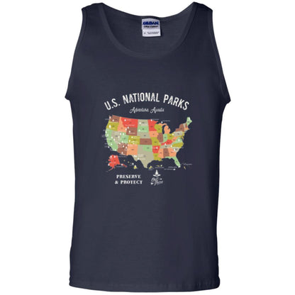 Hiking Camping T-shirt National Park Map Vintage T-shirt Navy
