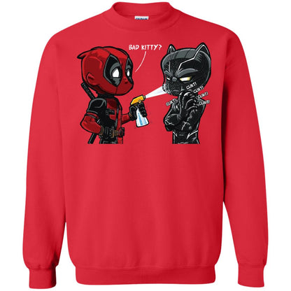Deadpool Black Panther Bad Kitty Film Lover T-shirt Red