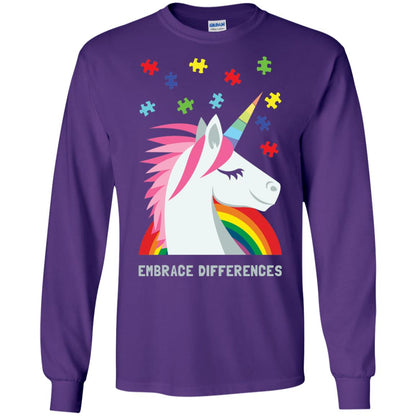 Autism Awareness Shirt Unicorn Puzzle Embrace Differences Purple