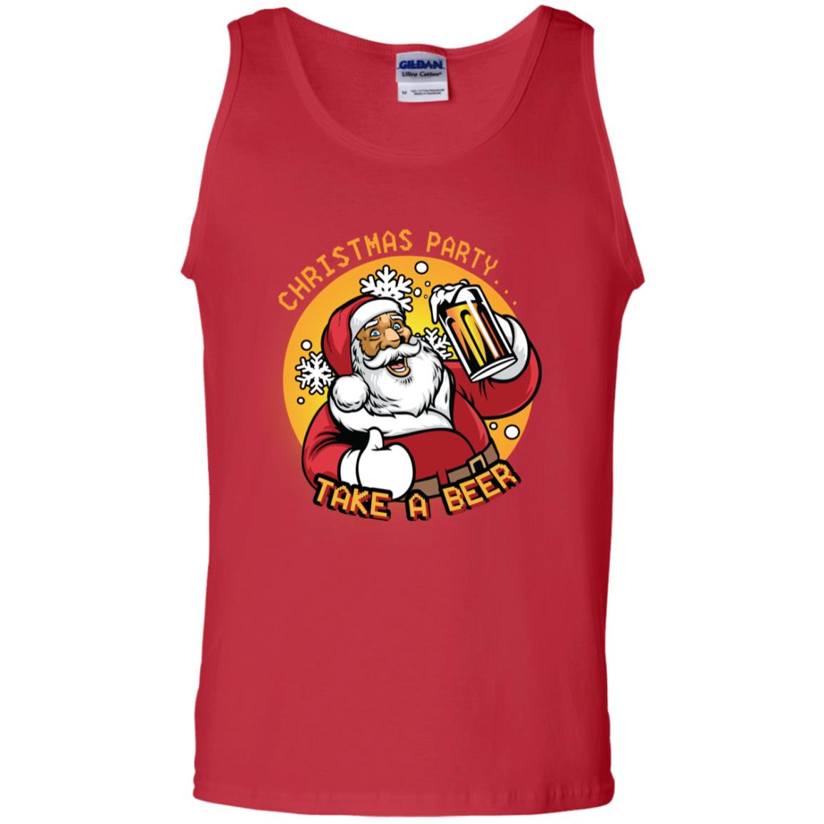 Christmas Party Take A Beer Santa X-mas Gift Shirt Red