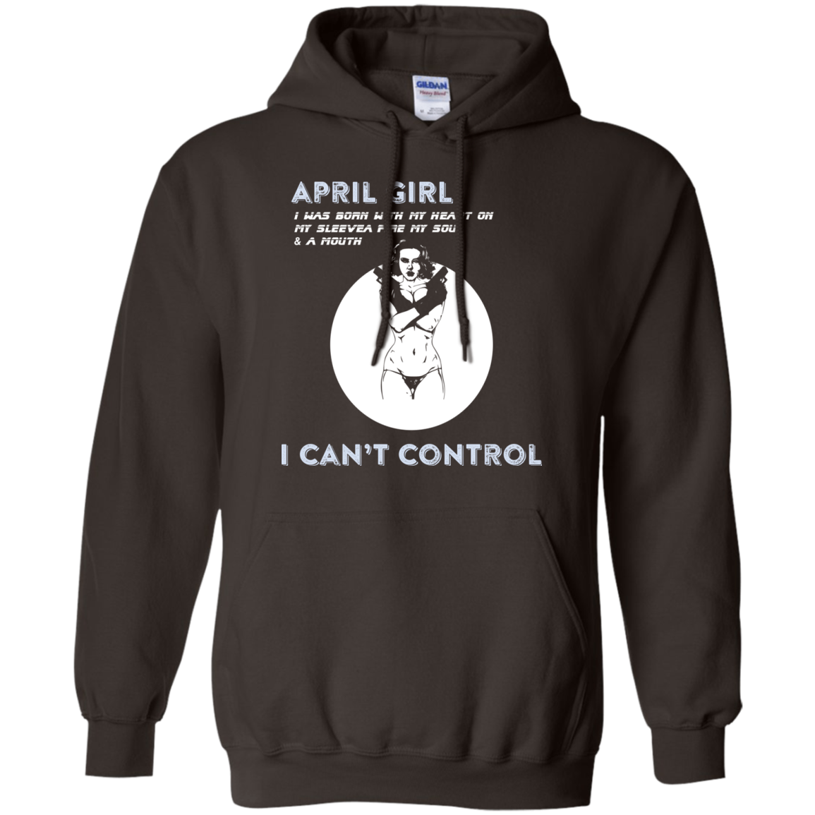 April Girl I Was Born With My Heart T-shirt Dark Chocolate
