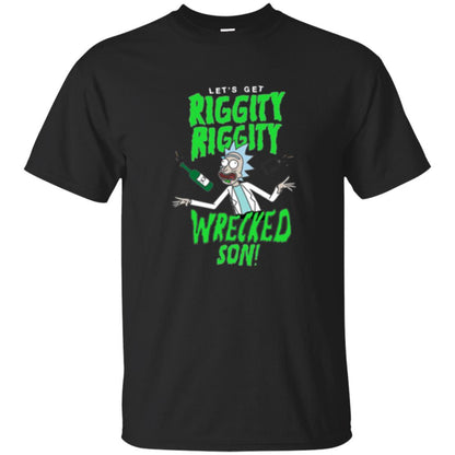 Rick Morty T-shirt Riggity Riggity Wrecked Spiral Black