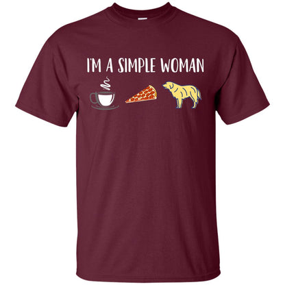 Im A Simple Woman Coffee Pizza Golden Retriever Lover Shirt Maroon