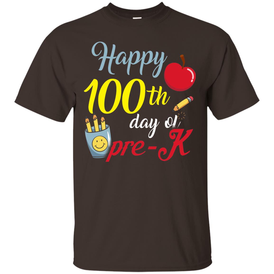 Kindergarter T-shirt Happy 100th Day Of Pre-k Dark Chocolate