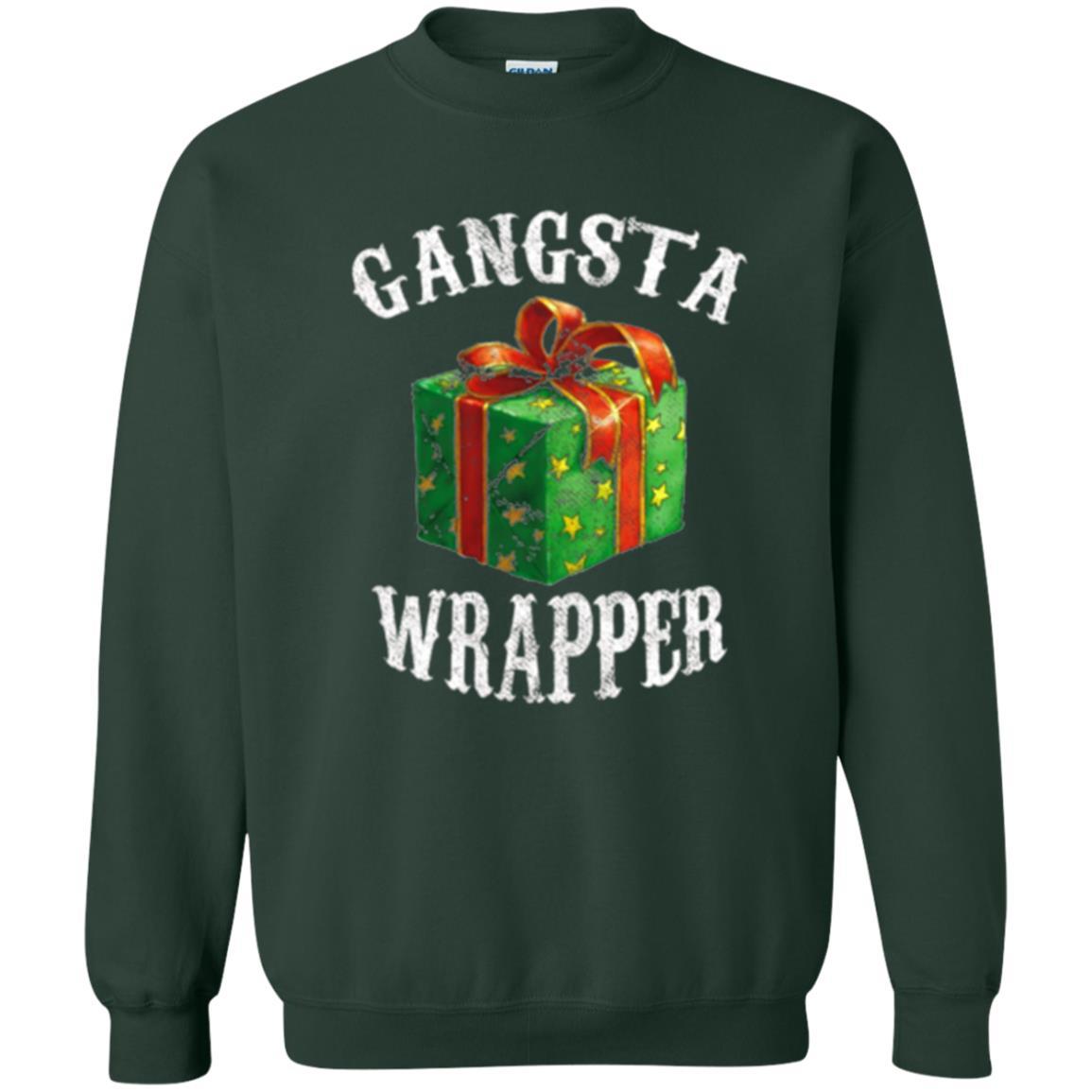 Christmas T-shirt Gangsta Wrapper Novelty Forest Green