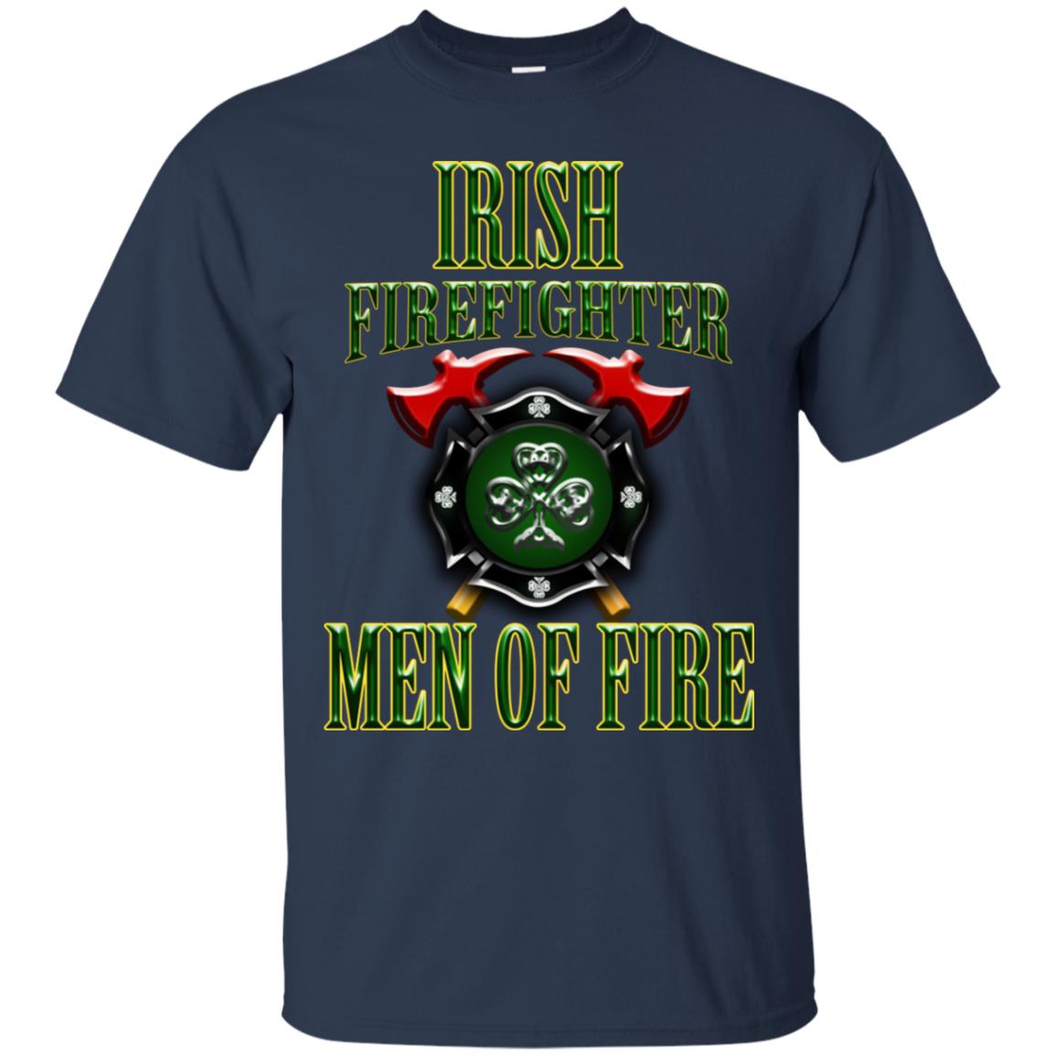 Irsh Firefighter Men Of Fire Irish Fireman Gift Shirt Navy