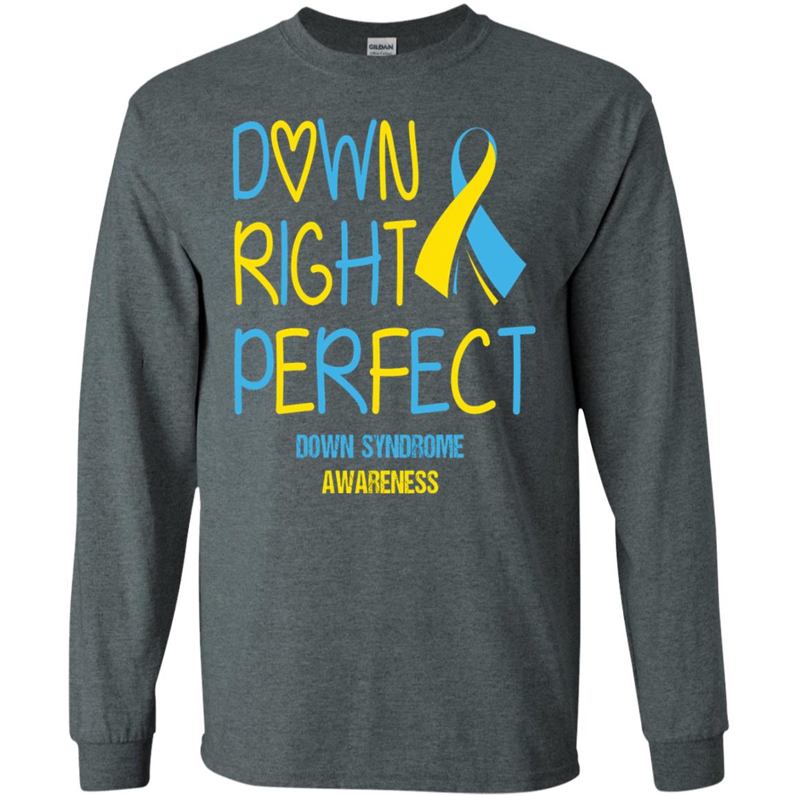 Down Right Perfect Down Syndrome Awareness T-shirt Dark Heather