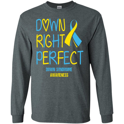 Down Right Perfect Down Syndrome Awareness T-shirt Dark Heather