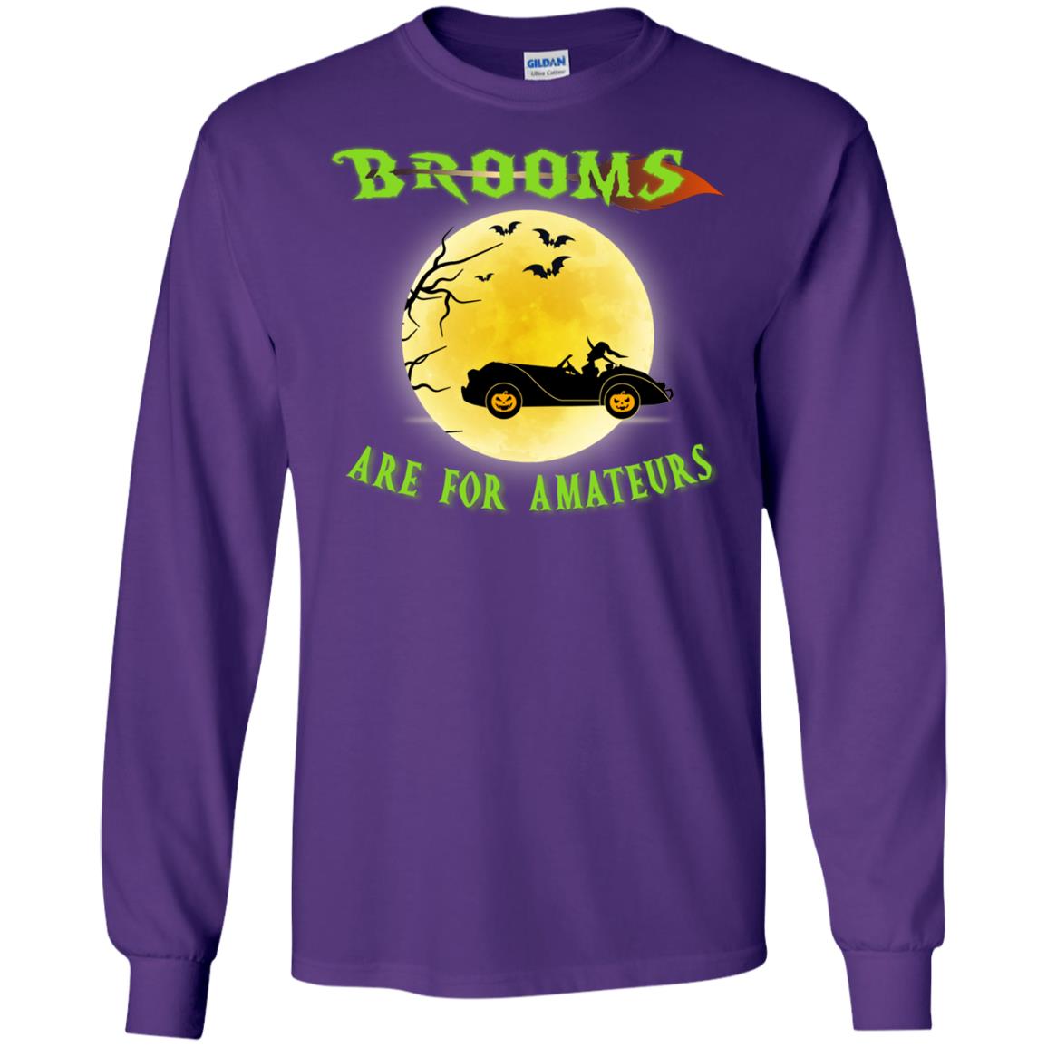 Brooms Are For Amateurs Witches Drive Car Funny Halloween Shirt Purple