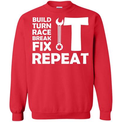 Build Turn Race Break Fix Repeat Racing Shirt Red