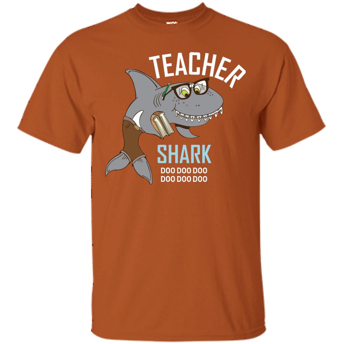 Teacher Shark Doo Doo Doo Family Shark Shirt Texas Orange