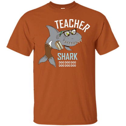 Teacher Shark Doo Doo Doo Family Shark Shirt Texas Orange