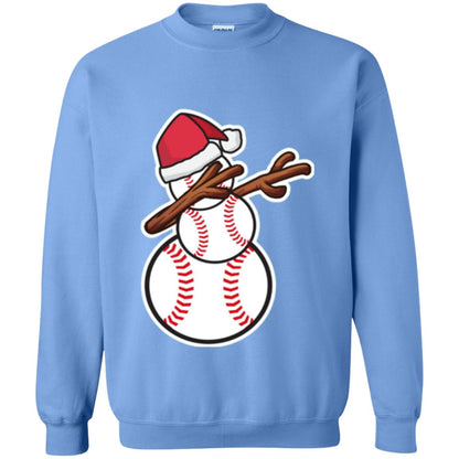 Christmas T-shirt Dabbing Snowman Baseball Carolina Blue