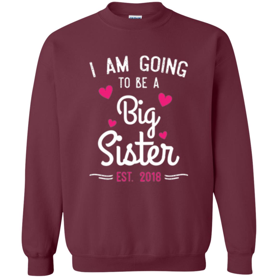 Family T-shirt I Am Going To Be A Big Sister Estimated 2018 Maroon