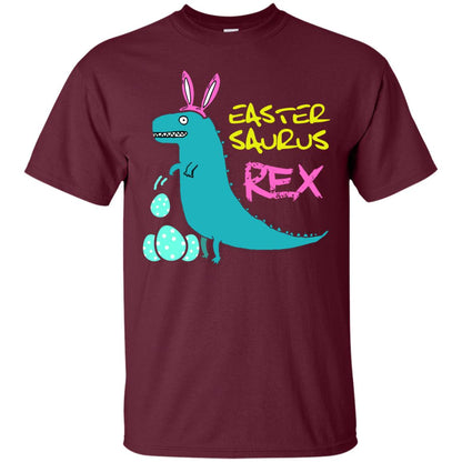 Easter Saurus Trex Bunny Dinosaur T-shirt Maroon