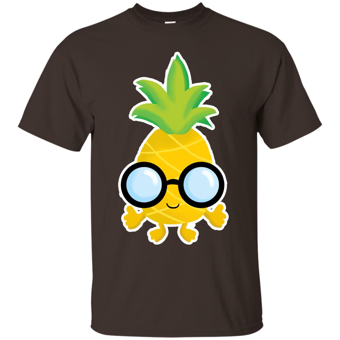Funny Pineapple With Glasses For Boys Mens Shirt Dark Chocolate