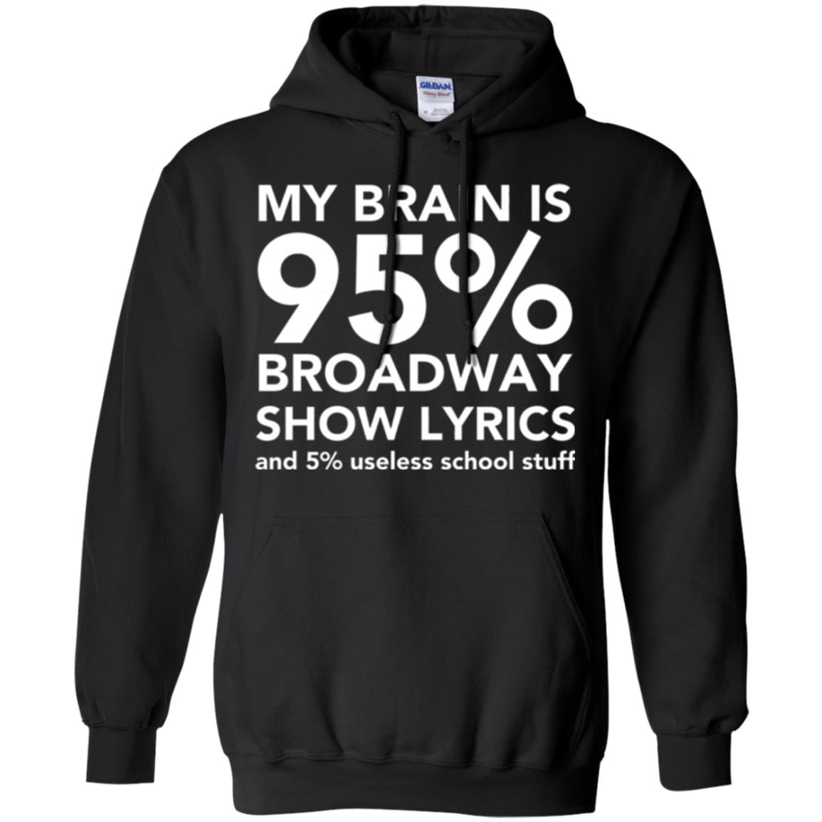 Musical T-shirt My Brain Is 95_ Broadway Show Lyrics And 5_ Useless School Stuff Black