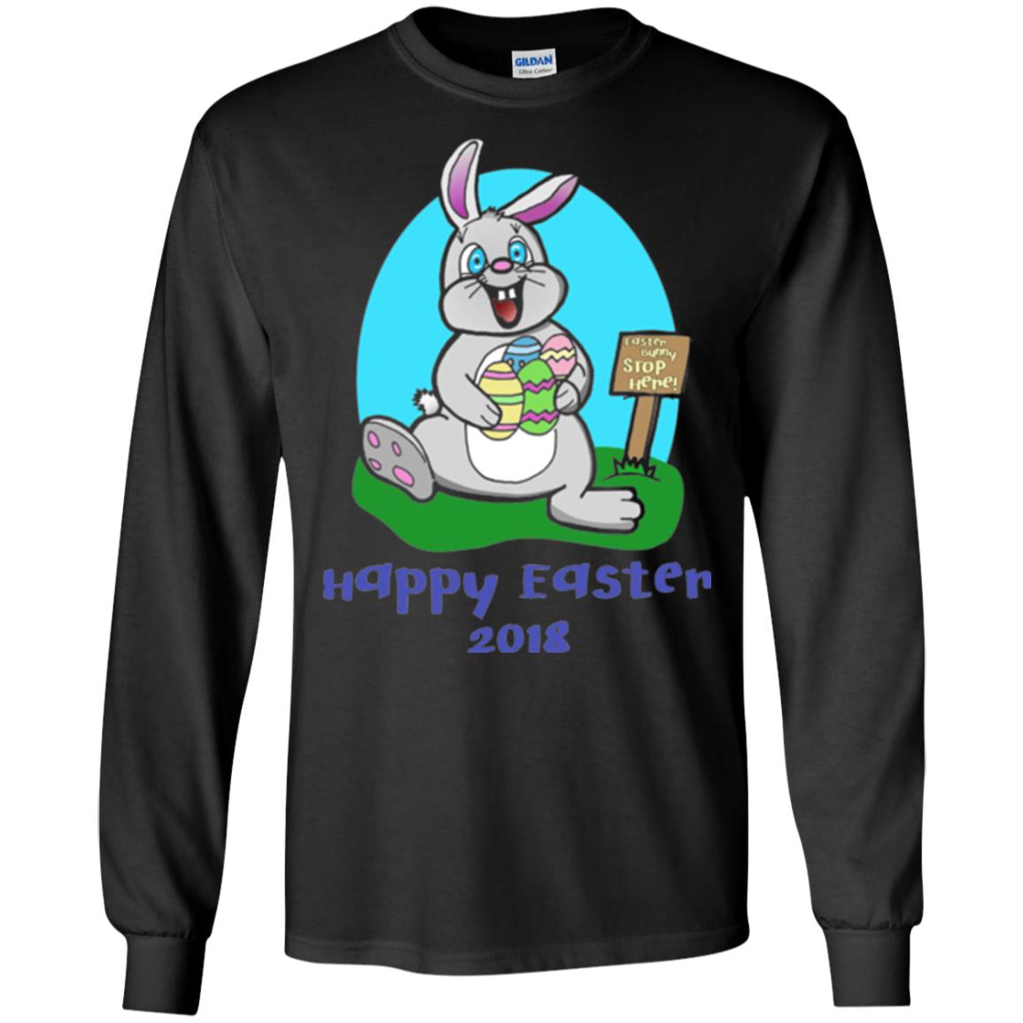 Easter Bunny Stop Here Funny Easter Day T-shirt Black