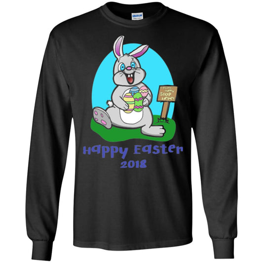 Easter Bunny Stop Here Funny Easter Day T-shirt Black