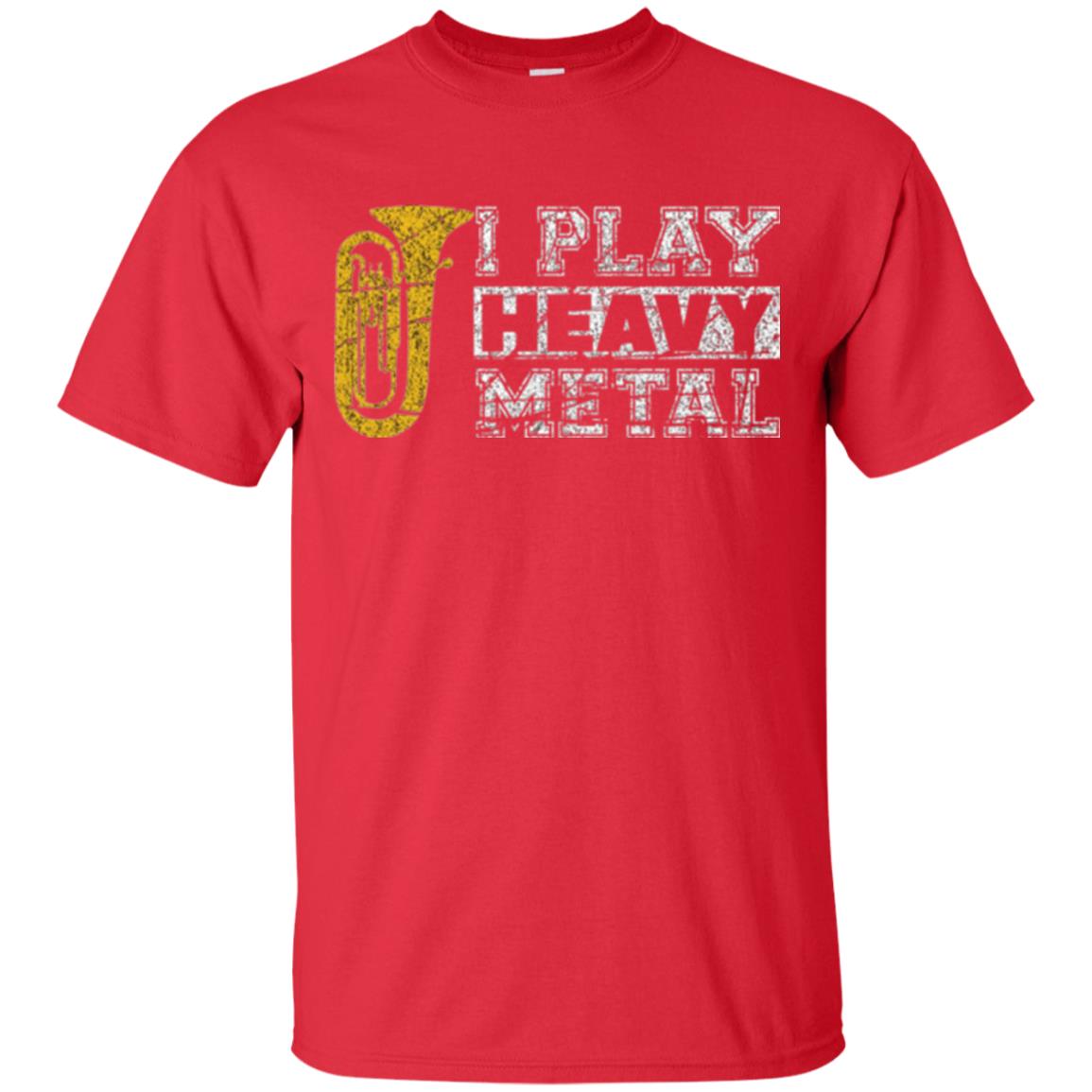 Funny Band Distressed T-shirt I Play Heavy Metal Red