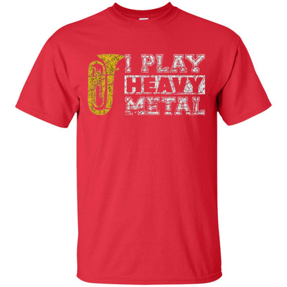 Funny Band Distressed T-shirt I Play Heavy Metal Red