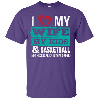 Basketball Daddy Tshirt I Love My Wife My Kids Purple