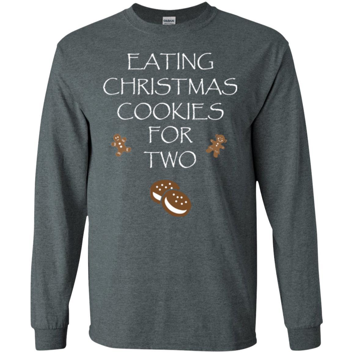Christmas T-shirt Eating Christmas Cookies For Two Dark Heather