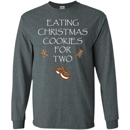 Christmas T-shirt Eating Christmas Cookies For Two Dark Heather