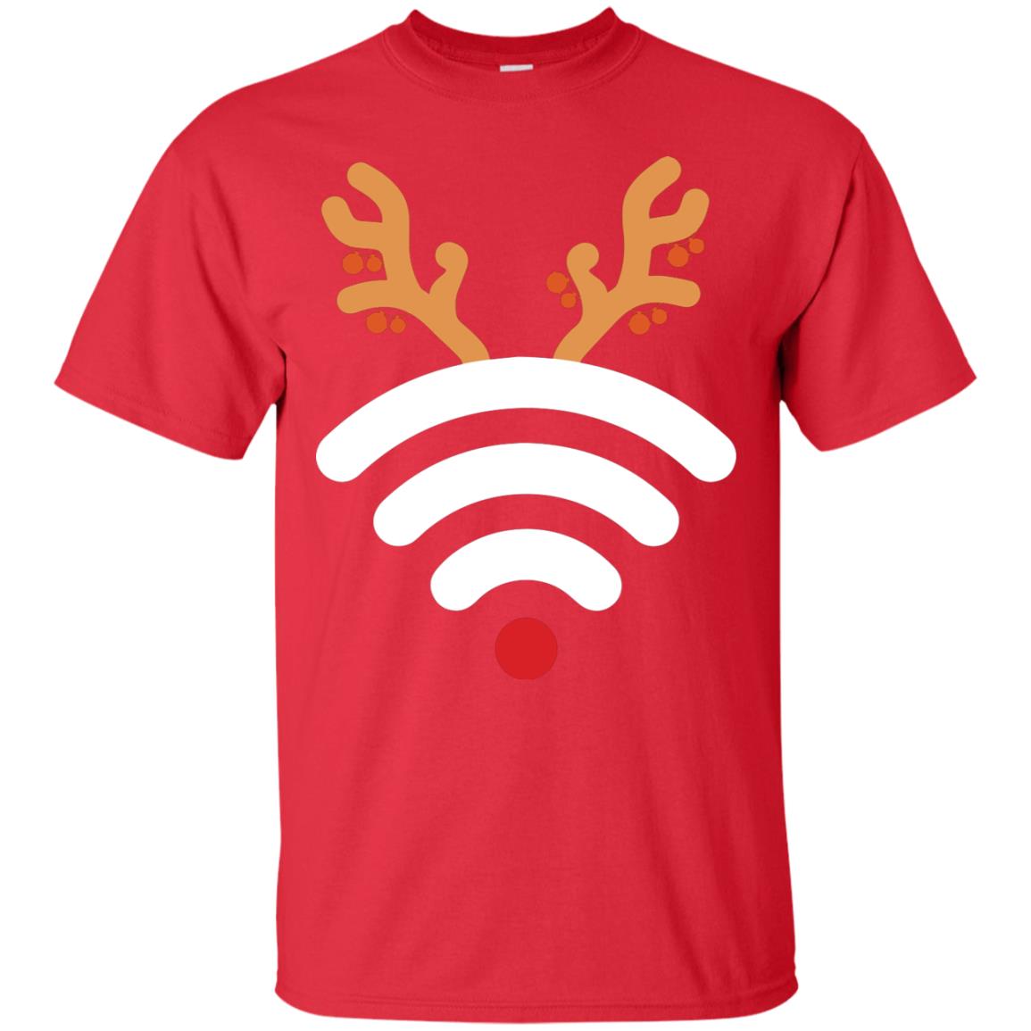 Wifi Signal Symbol Icon Reindeer X-mas Gift Shirt For Mens Womens Red