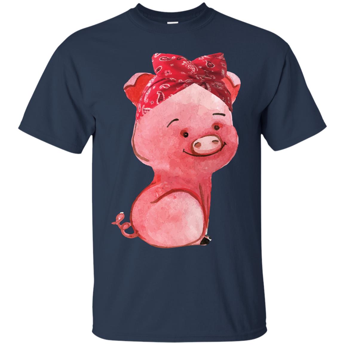 Pig Bandana Cute Pig Lovers Shirt For Girl And Women Navy