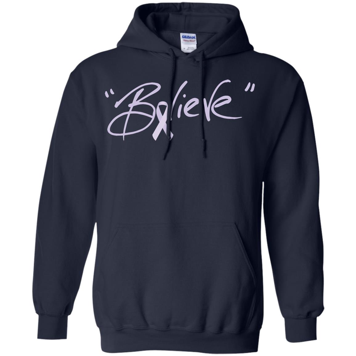 All Cancer Awareness Shirt Lavender Ribbon Believe Navy