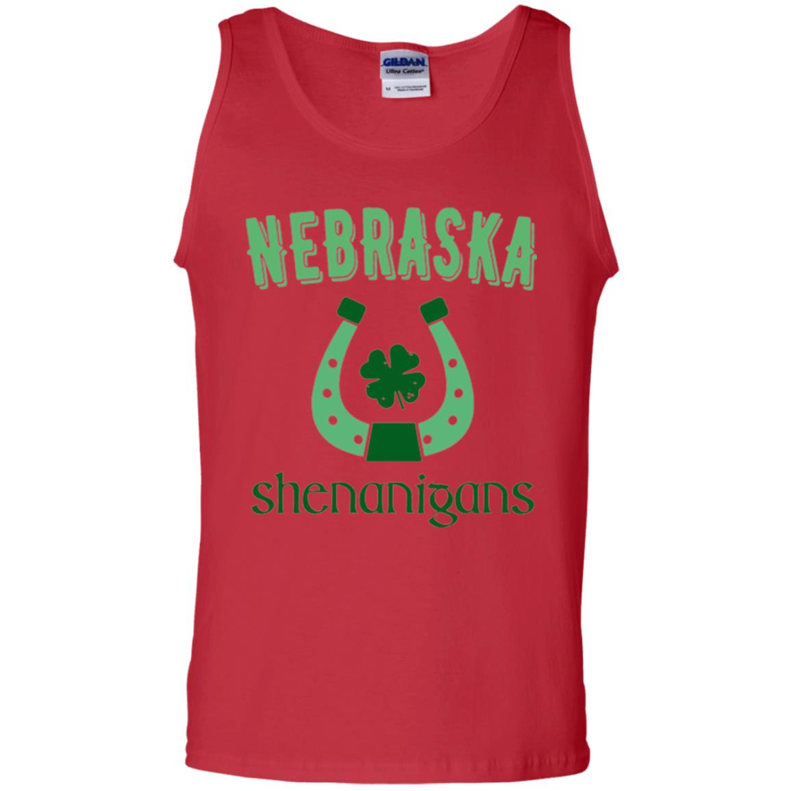 Nebraska Shenanigans Horseshoe Clover St Patrick_s Day T-shirt Red