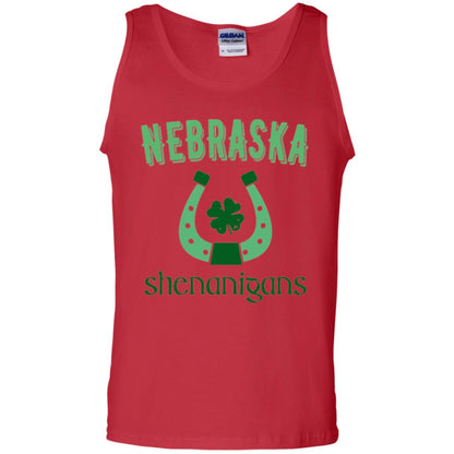 Nebraska Shenanigans Horseshoe Clover St Patrick_s Day T-shirt Red
