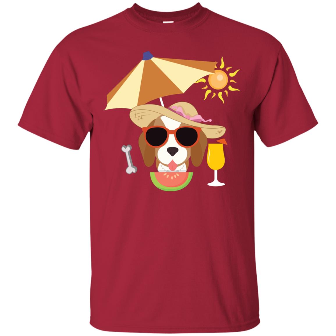 Summer With Beagle Dog Lovers Shirt Cardinal