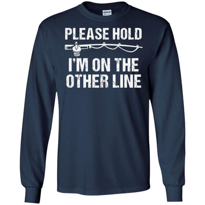 Fisherman T-shirt Please Hold I'm On The Other Line Navy
