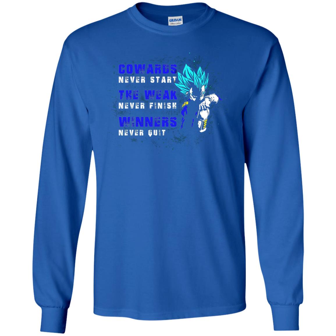 Cowards Never Start The Weak Never Finish Comic T-shirt Royal