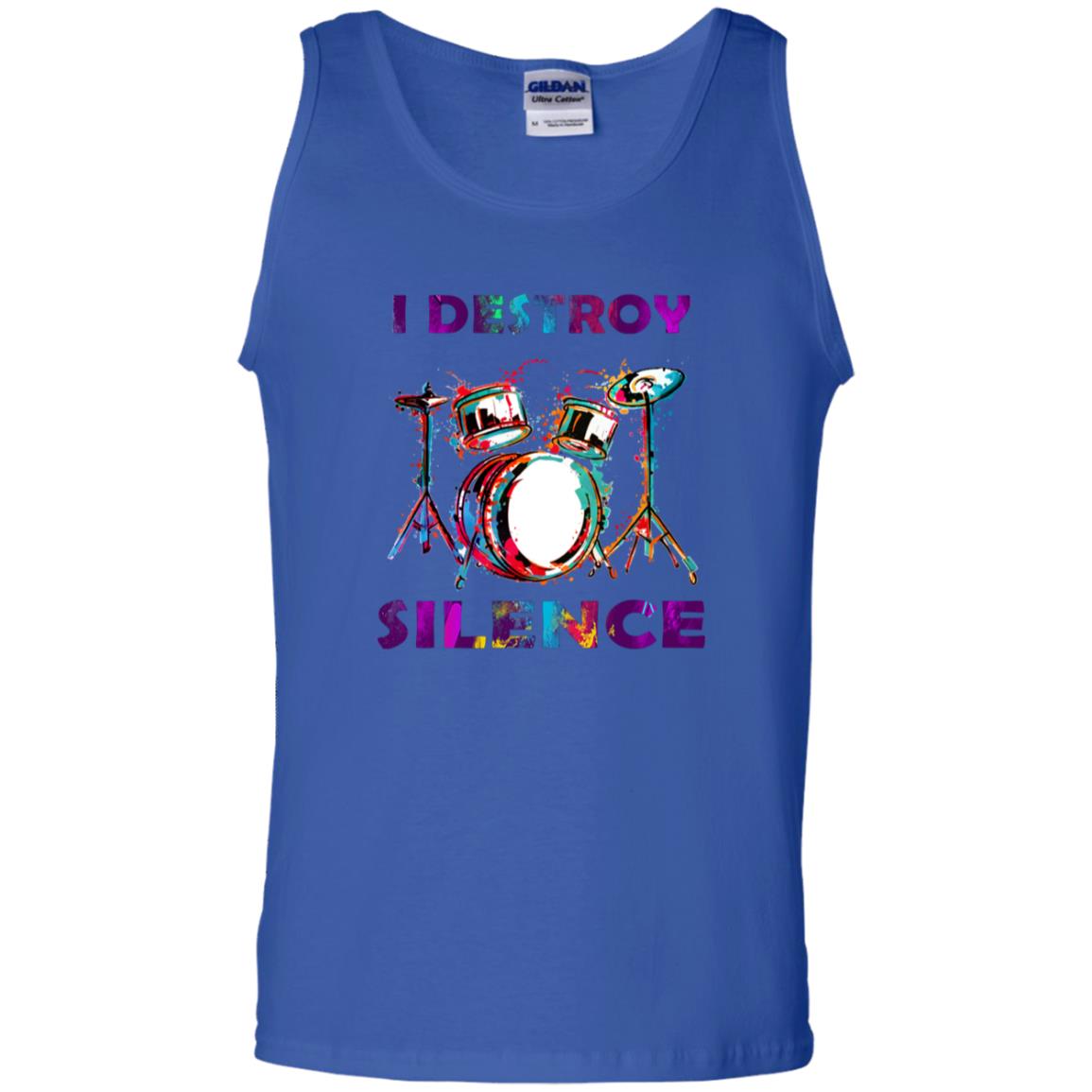 I Destroy Silence Drummer Shirt For Mens Womens Royal