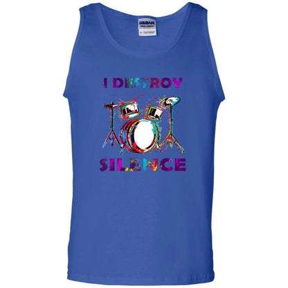 I Destroy Silence Drummer Shirt For Mens Womens Royal