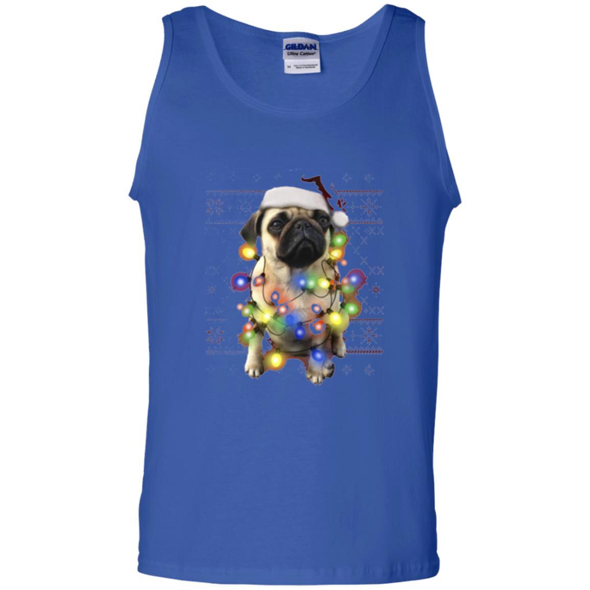 Dog Lover T-shirt Ugly Sweater Photoreal Christmas Lights Pug Graphic Royal