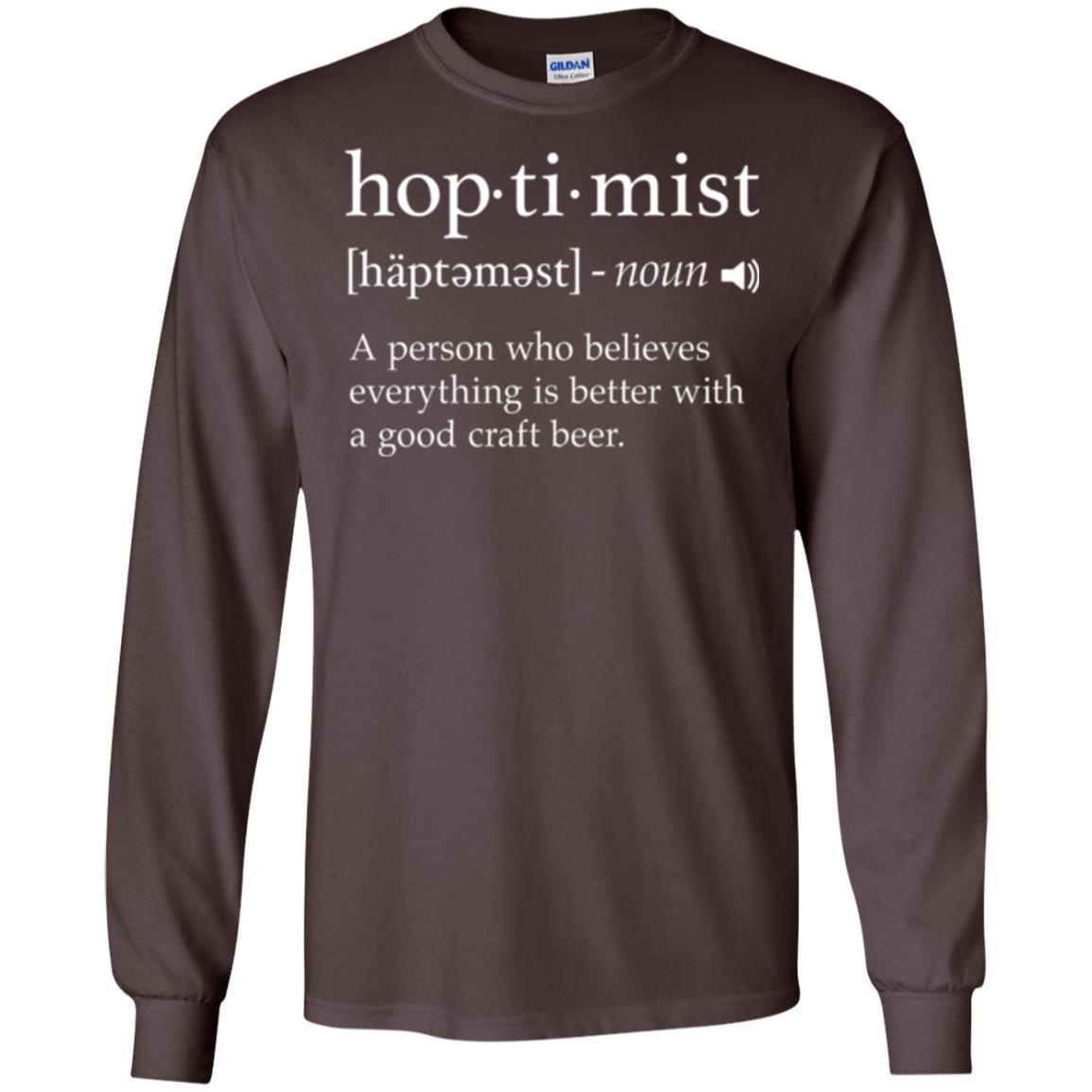 Beer Lover T-shirt Hoptimist Definition Dark Chocolate