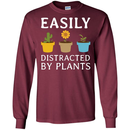 Easily Distracted By Plants Gardener Shirt Maroon