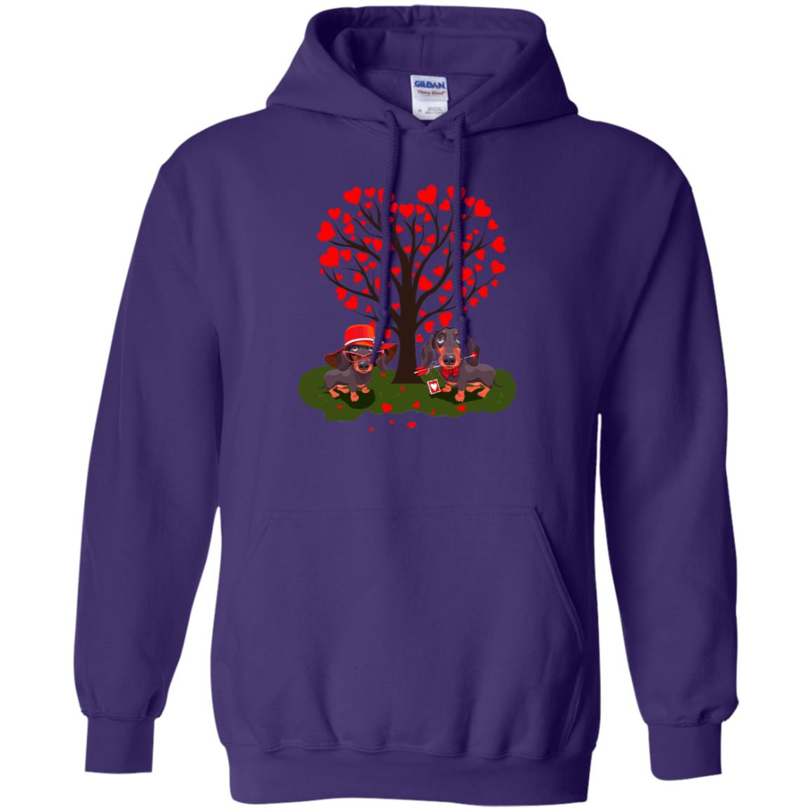 Valentine Dachshund Couple Heart Tree Shirt Purple