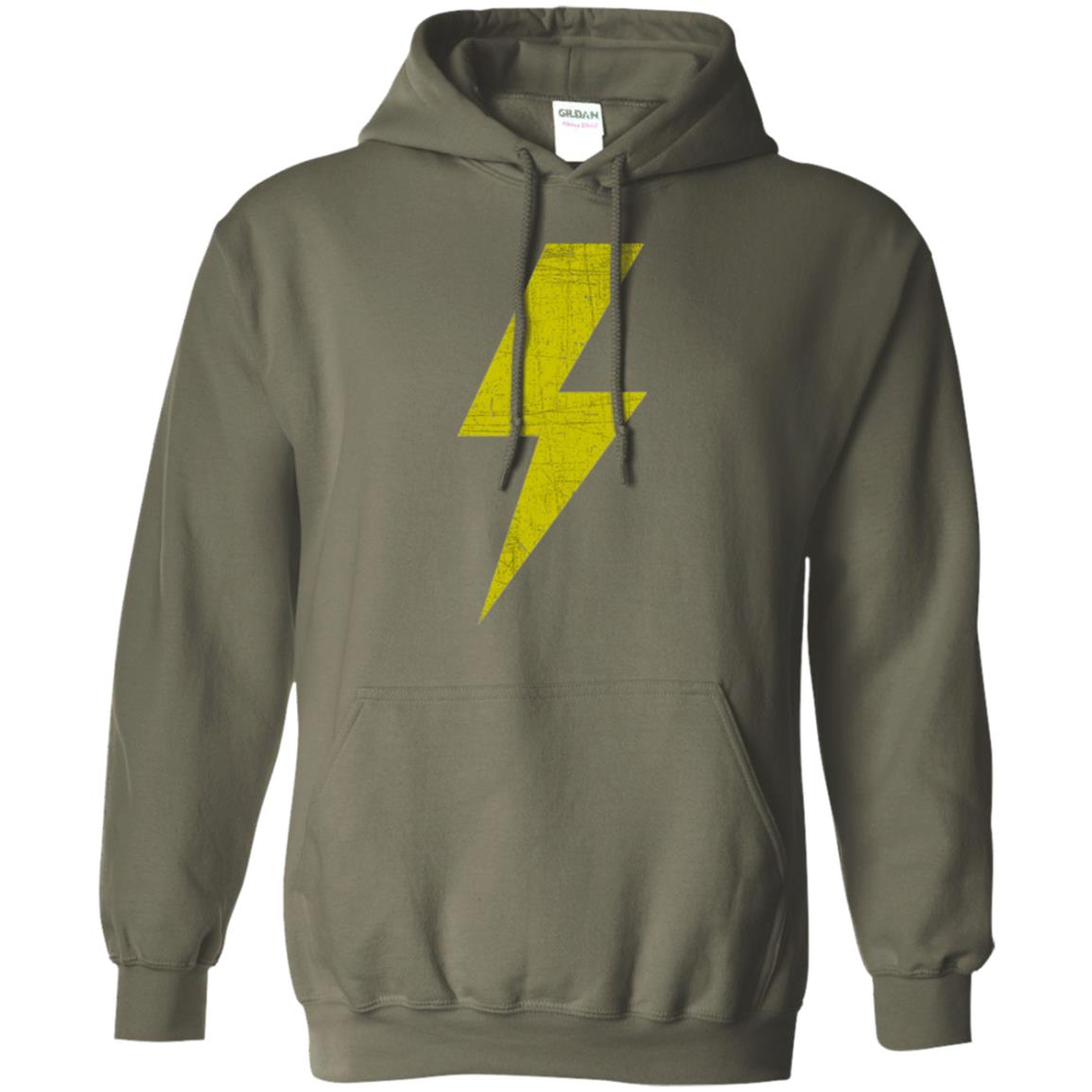 Retro Distressed Yellow Lighting Bolt T Shirt Military Green