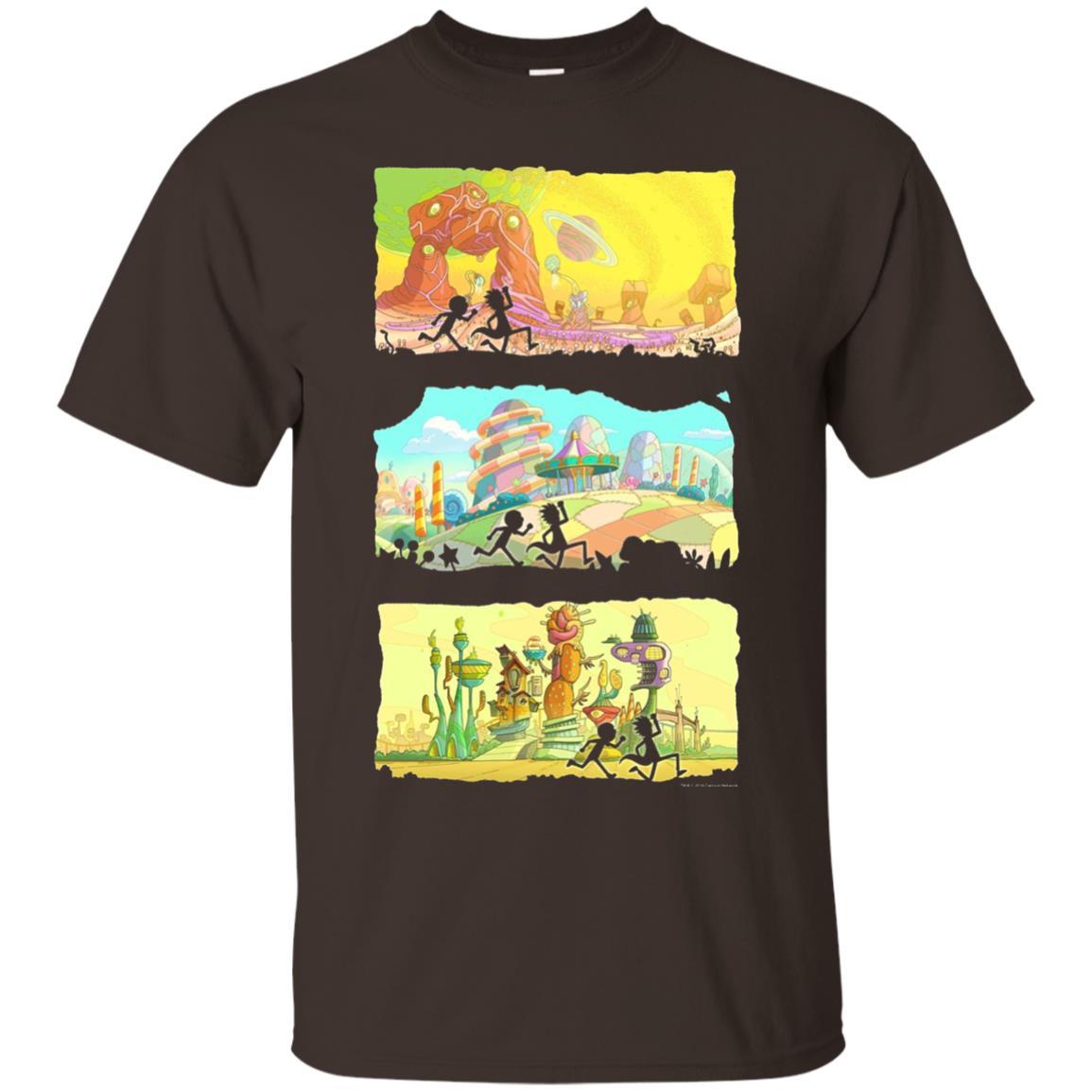 Movie T-Shirt Running Silhouettes On Alien Land Dark Chocolate